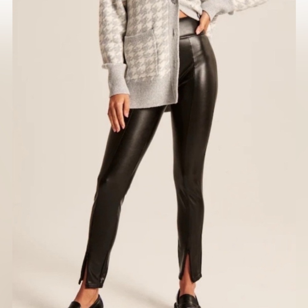 Abercrombie vegan leather front slit pants.  Never worn, new condition